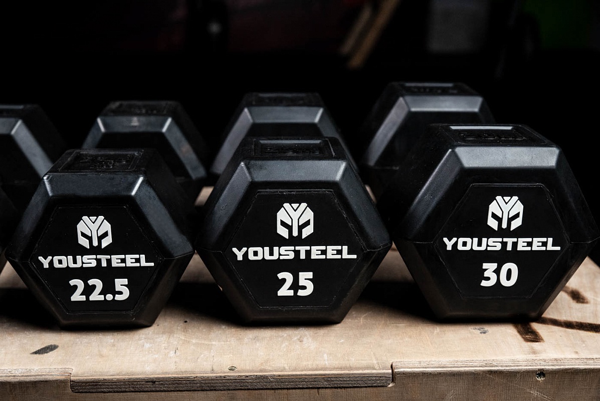 Гантель обрезиненная YouSteel HEX DB 35 кг 1197_800