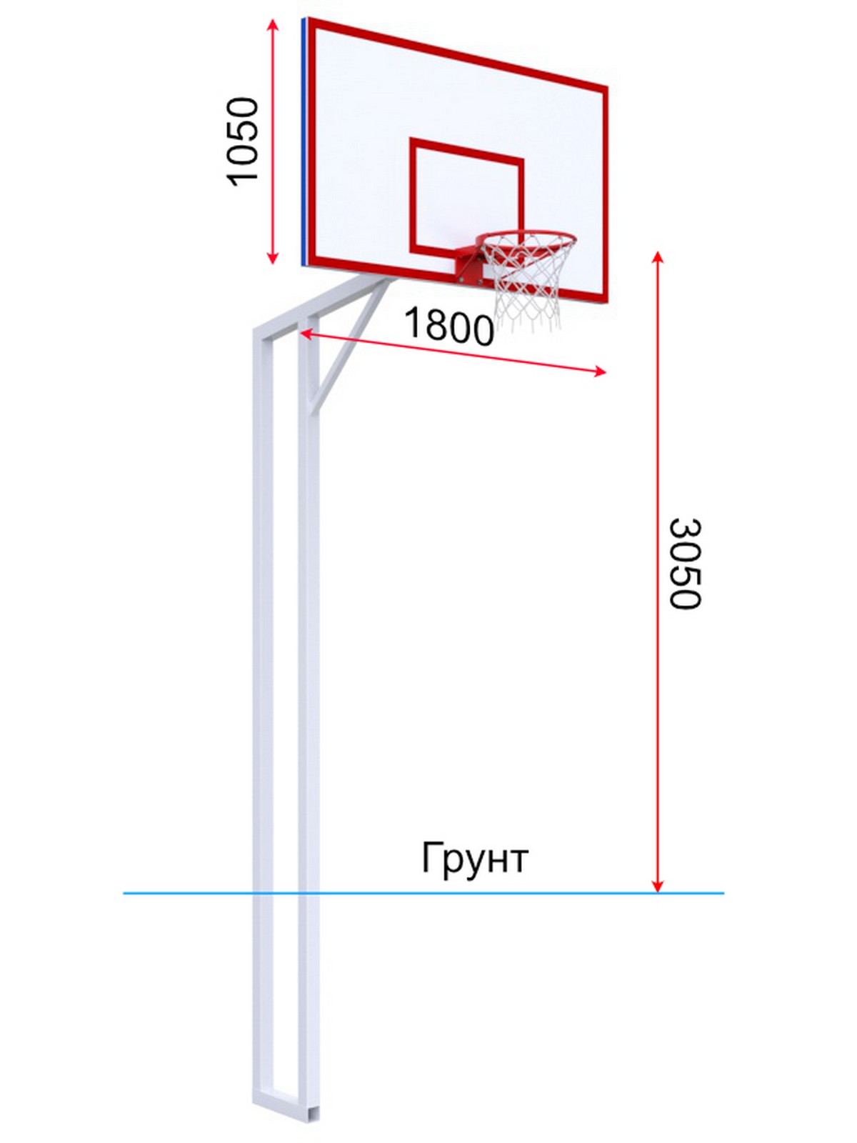 Стойка двухопорная с игровым щитом и усиленным кольцом Glav 01.1018 1200_1600