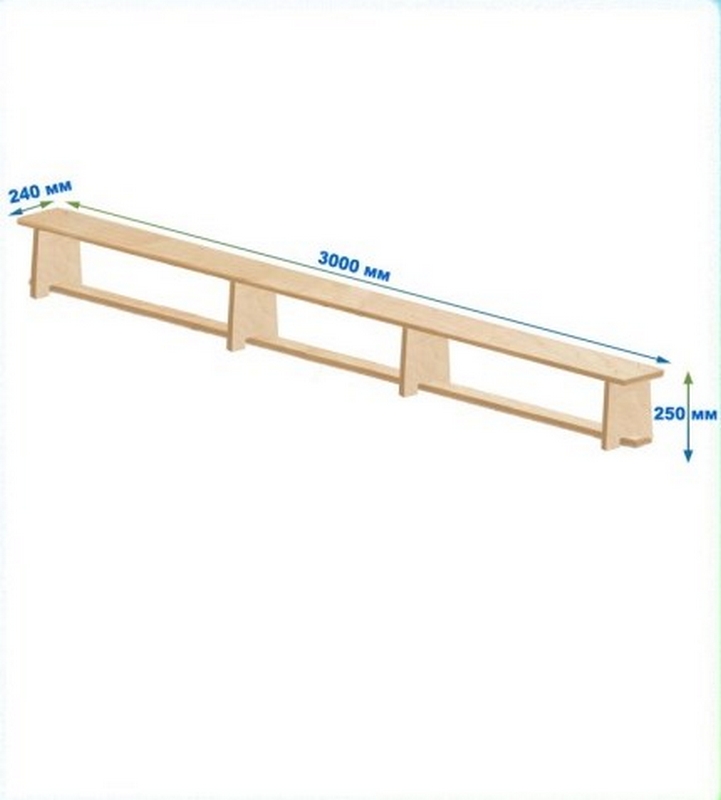 Скамейка гимнастическая 3000мм ЭКО (фанерная) ножки фанера Dinamika 721_800