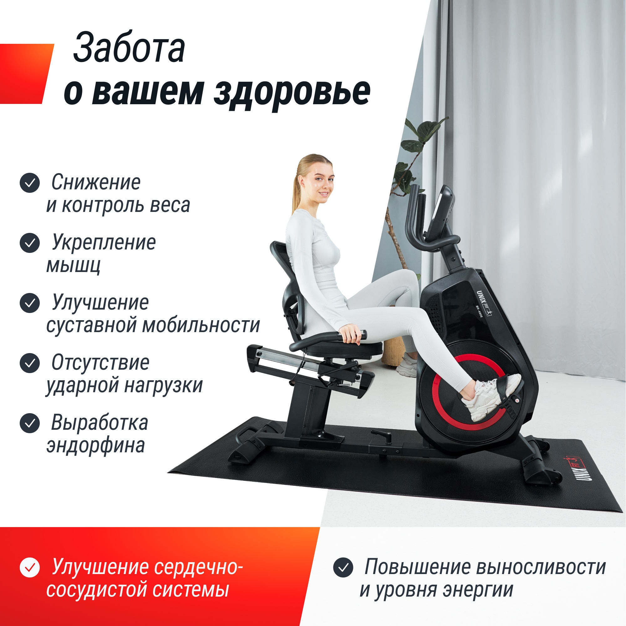 Горизонтальный велотренажер UnixFit BR-480E 2000_2000